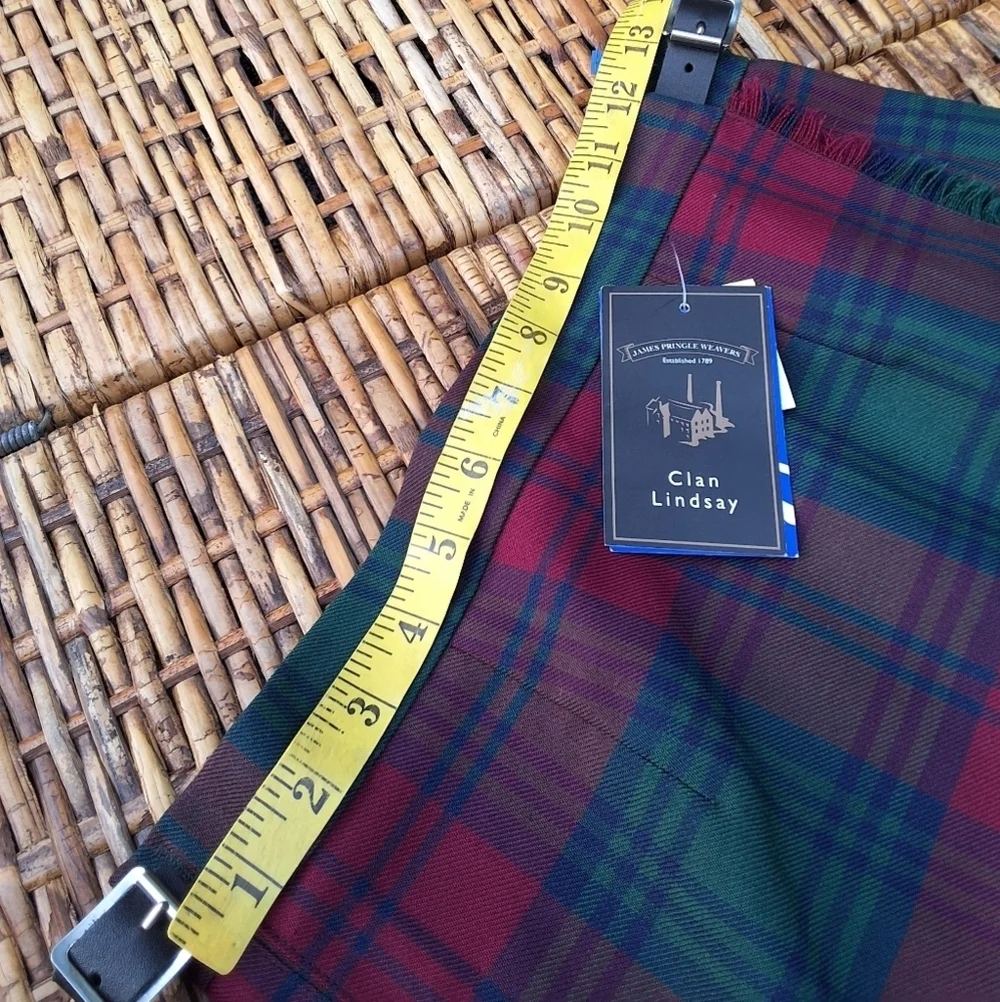 James Pringle Weavers True Tartan Wool Blend Skirt/ Kilt 10 NWT
